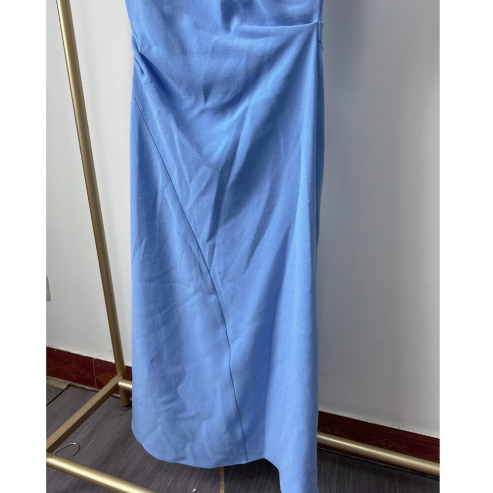 Rachel Gilbert Margot Drape Midi Dress 6/8/10 Blue Cocktail Event Wedding - Picture 9 of 9